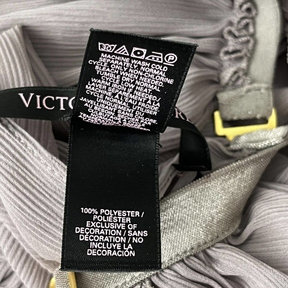 VICTORIA’S Secret Taupe Crinkled Lace Halter Tank Top S/P Ruffled Hem Semi Sheer - Picture 9 of 9